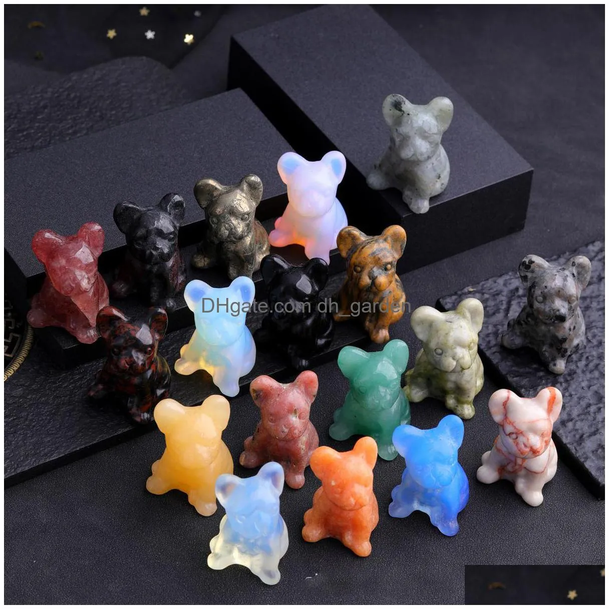 Stone Bldog Statue Natural Stone Crystal Carved Healing Animal Dog Figurine Reiki Gemstone Crafts Home Desktop Decoration Dr Dhgarden Dhoab