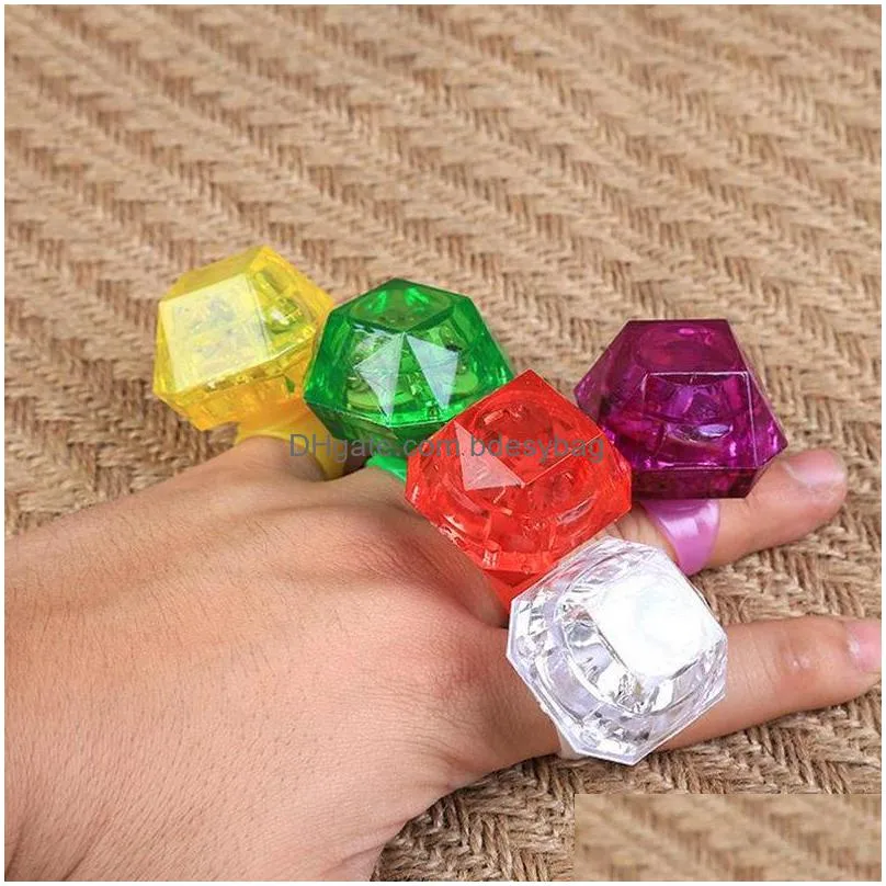 party wedding birthday led diamond soft light flash ring props lightup toy plastic led fingerrings f20171840