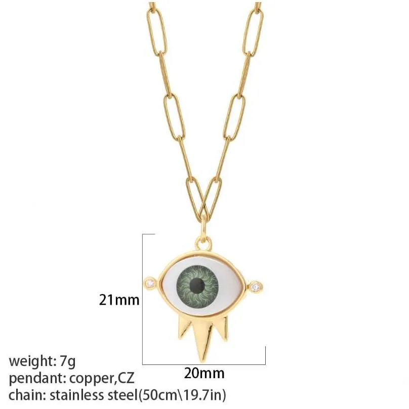 pendant necklaces greek evil blue eye necklace for women gold color turkish womans punk long chains stainless steel link collar