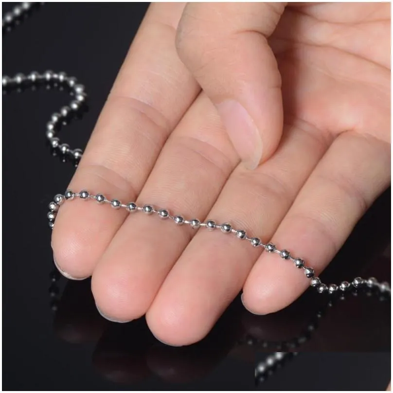 Chains 2.4Mm Stainless Steel Beaded Ball Chains Necklace Sier Plated Bead Chain Necklaces Jewelry Gift Drop Delivery Jewelry Necklaces Dhbjl
