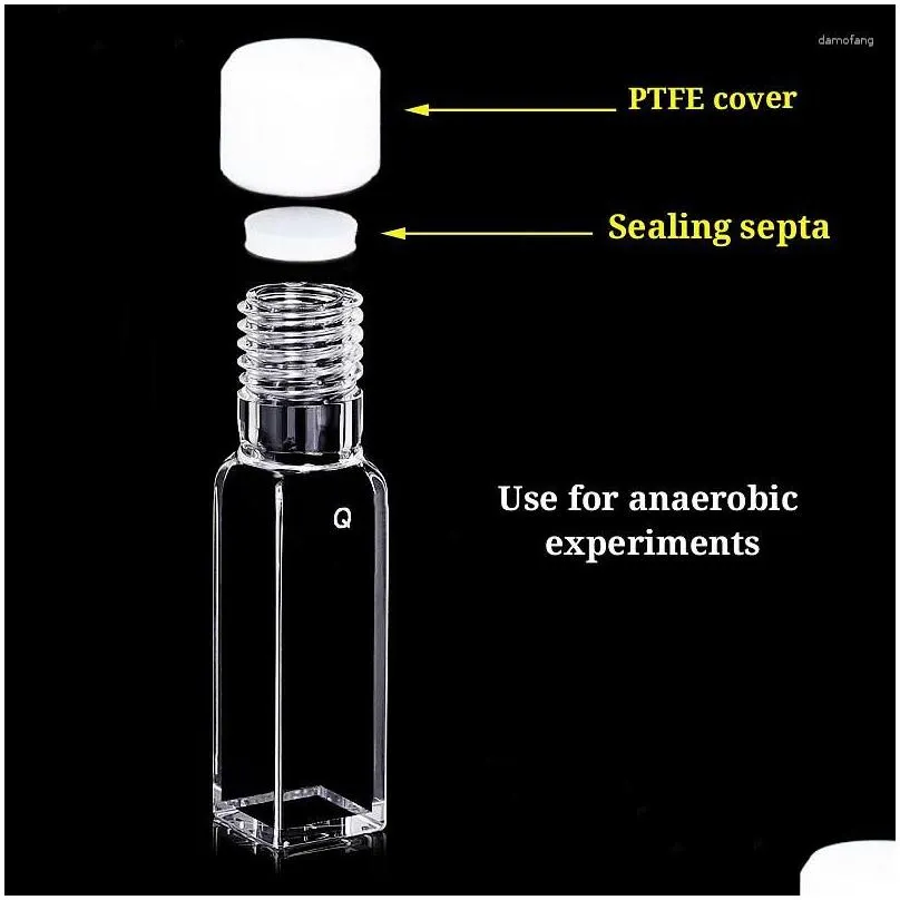 wholesale Quartz Cuvette Fluorescence Sealable Cells 10 10mm Thread GL 14 Screw Cap (Closed) And Silicone Rubber Seal Replace Hellma