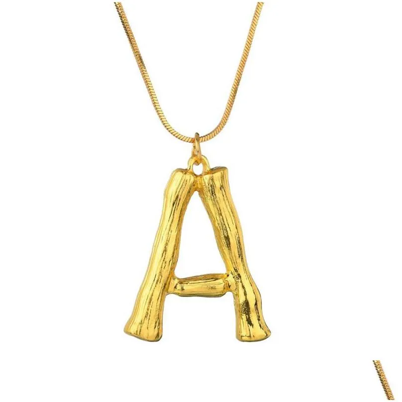 Pendant Necklaces 26 English Letters Pendant Necklaces Gold Plated Hyperbole Uppercase Alphabet Necklace Fashion Jewelry Drop Delivery Dhaml