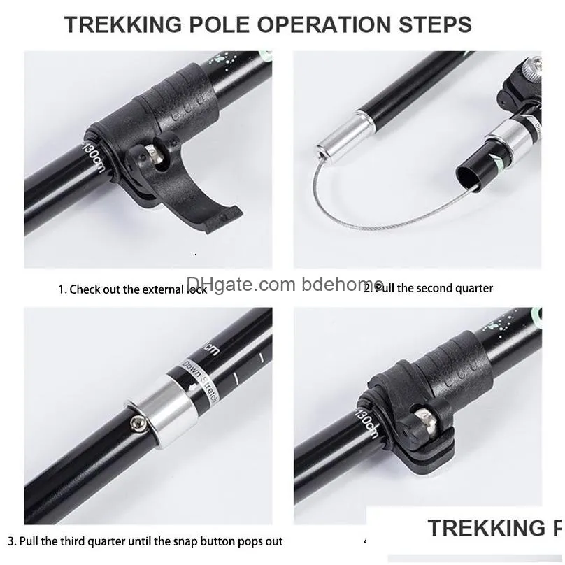 Trekking Poles Trekking Poles Tralight Folding Mtifunction Pole Portable Anti Shock Alpenstock Snow Walking Stick Outdoor Climbing Hik Dhg86