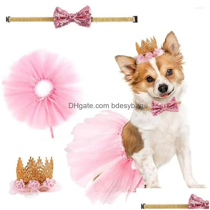 Cat Costumes Cat Costumes Dog Tutu Skirt With Bowtie Crown Birthday Party Supplies Pet Cosplay For Halloween Christmas Holidays Weddin Dhx6Q