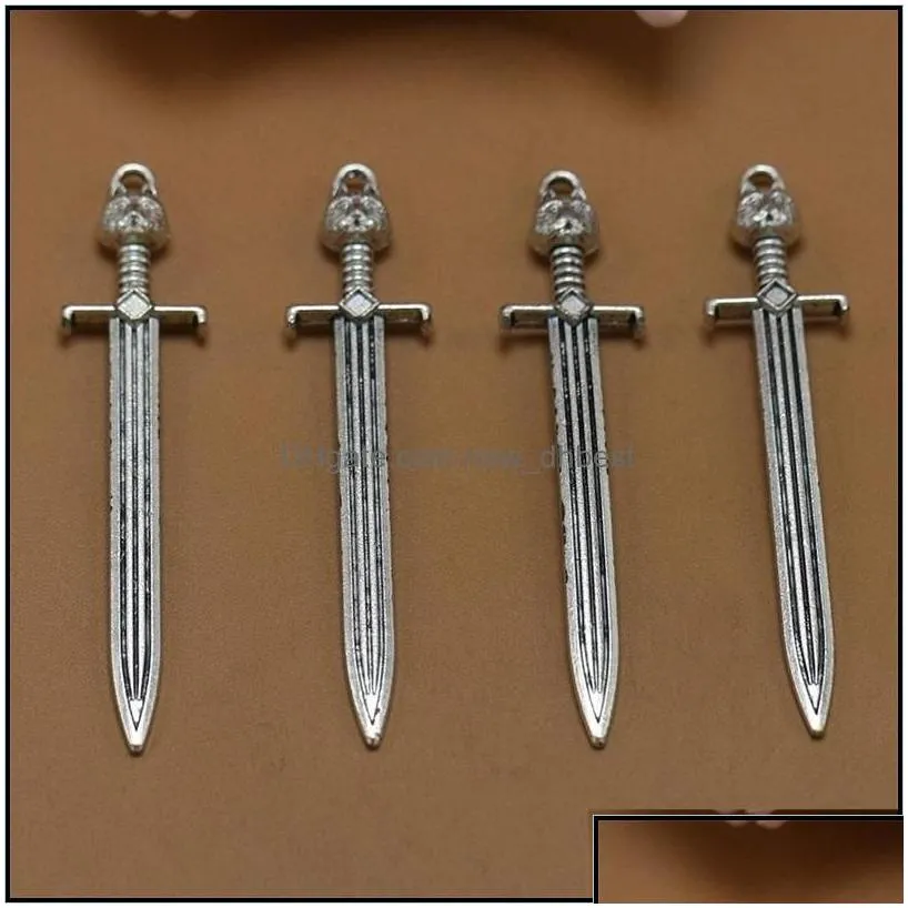 Charms 66X15Mm Pack Of 30 Pieces Antique Sier Bronze Plated Sword Cat Charms Pendant Diy Necklace Bracelet Bangle Findings Newdhbest