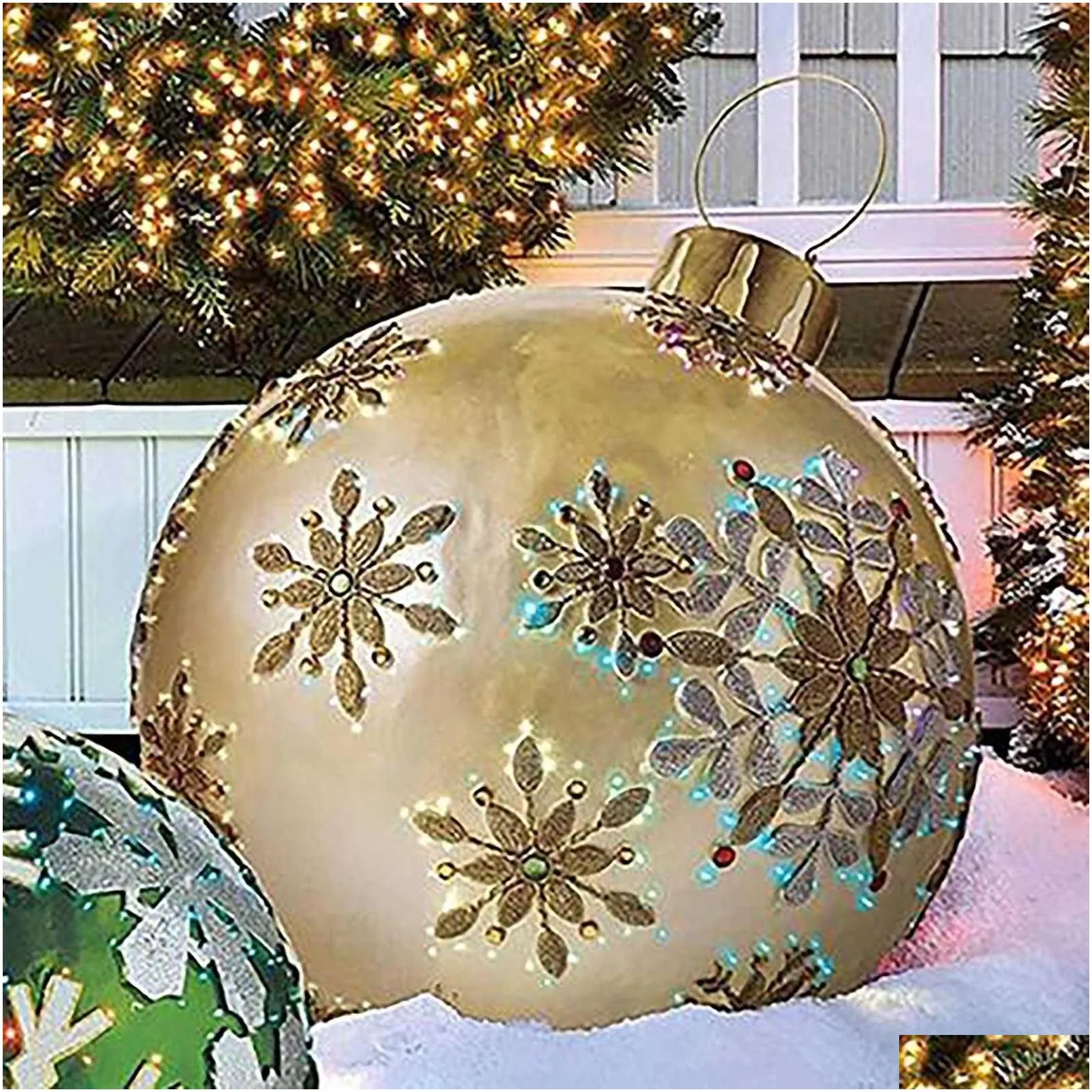 60cm Christmas Balls Tree Decorations Gift Xmas Hristmas for Home Outdoor PVC Inflatable Toys 211018