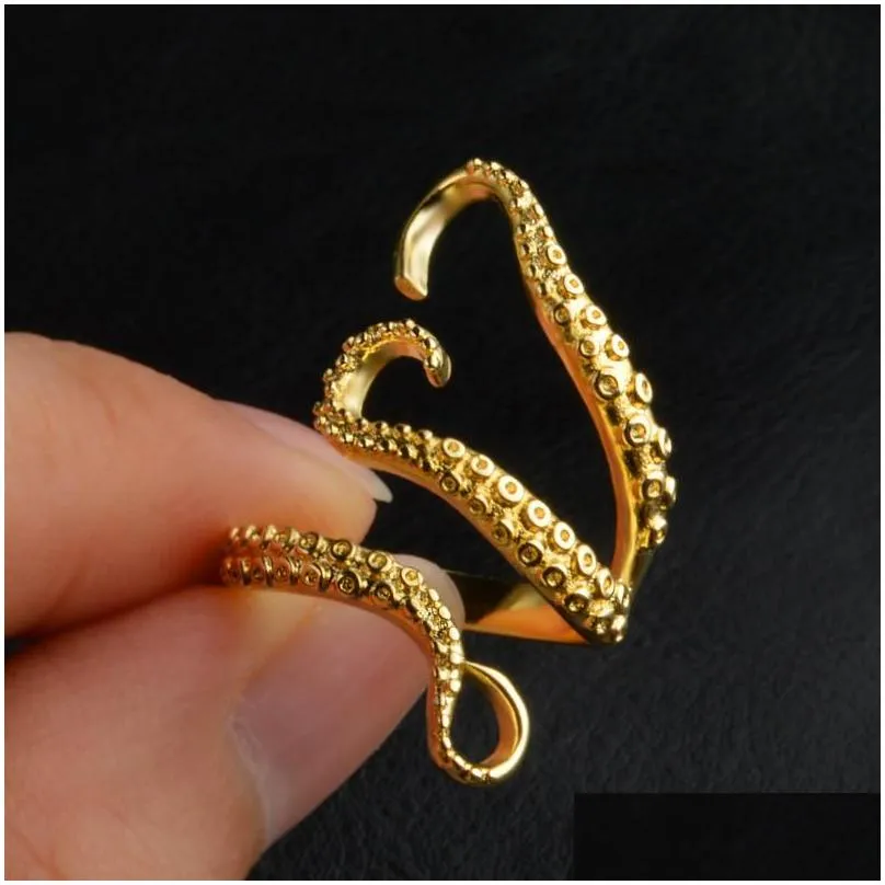 Band Rings Octopus Claw Band Rings Stainless Steel Ring Adjustable Animal Fashion Jewelry Drop Delivery Jewelry Ring Dhjrz