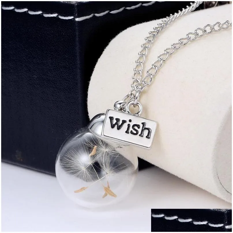 Pendant Necklaces Real Dandelion Necklaces For Women Girls Wish Glass Ball Pendent Necklace Fashion Jewelry Drop Delivery Jewelry Neck Dhpm2