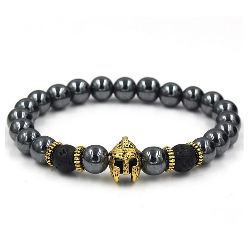 black hematite beaded strands stone lava rock bracelets alloy gold plated silver skull  owl for women men bracelet