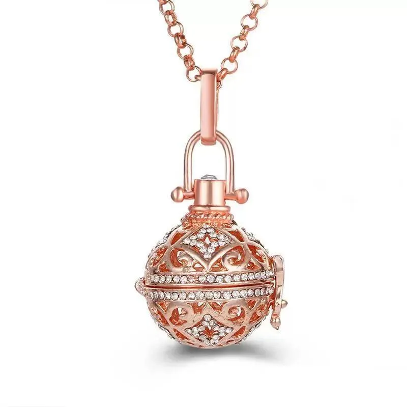 Pendant Necklaces Aromatherapy Diffuser Locket Necklaces For Women Girls Rhinestone Essential Oil Pendant Necklace Fashion Jewelry Dro Dh83C