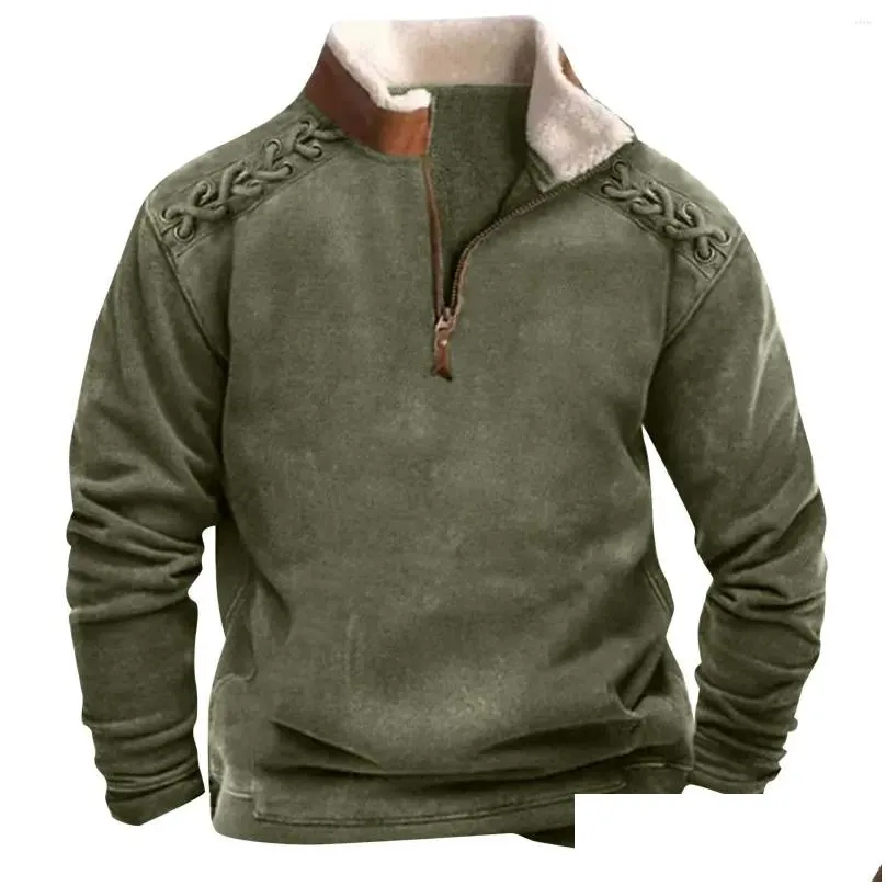 Men`S Hoodies & Sweatshirts Mens Hoodies Vintage Solid Color Work Sweatshirt Hoodie Casual Loose Long Sleeve Sweatshirts Fall Fashion Otzvd