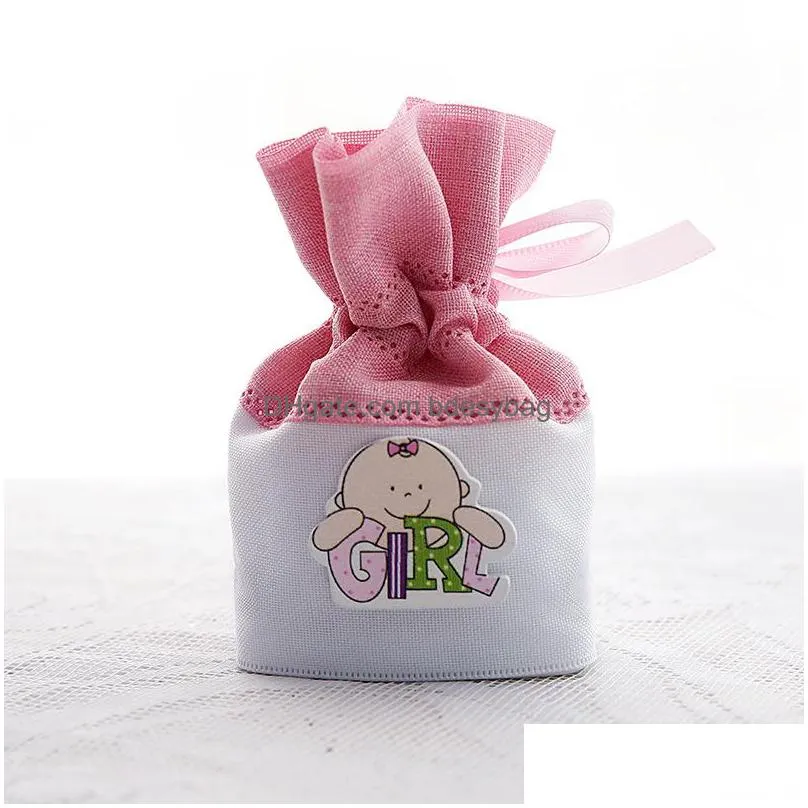 6x4x10cm cute baby boy girl drawstring pouch candy bags gift packaging bag baby shower party favor holder za4421