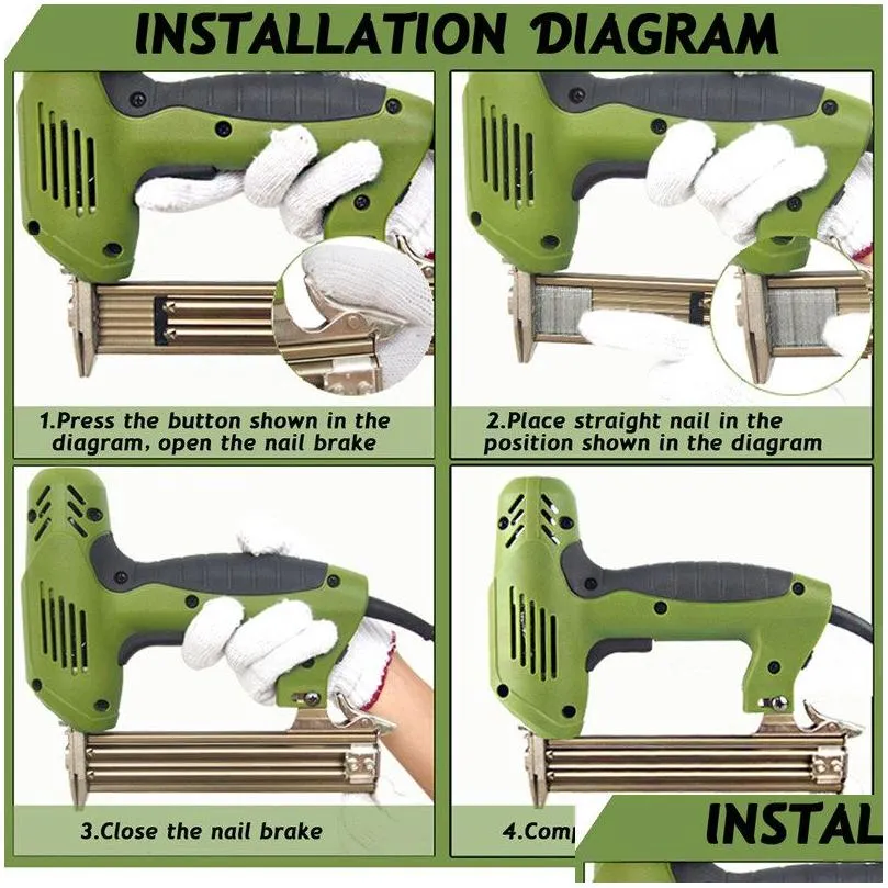 Raitool220V 1800W Electric Staple Straight Nail Gun 10-30mm Special Use 30min Woodworking Tool221W