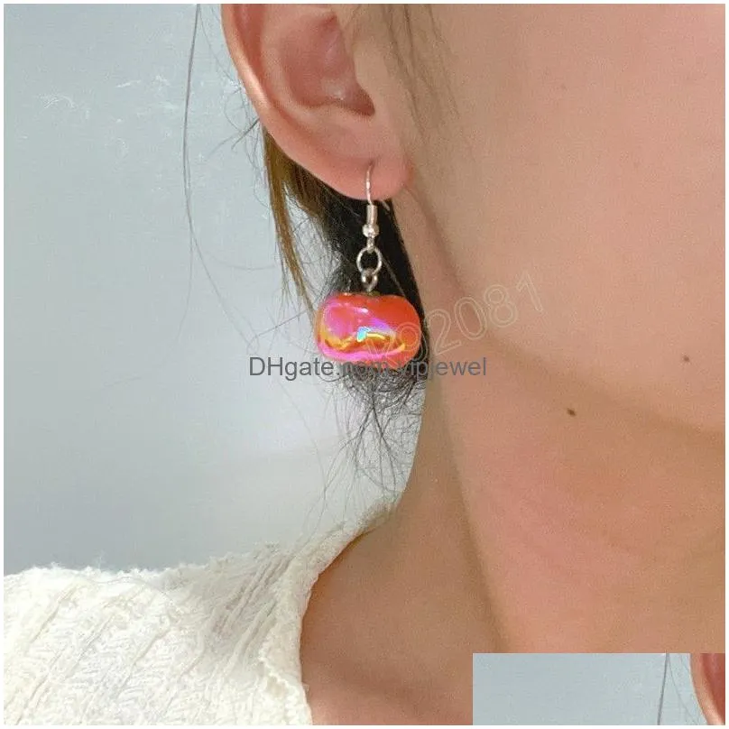 cute cartoon persimmon dangle earrings for women girls delicate sweet persimmon geometric earrings friend fashion gifts