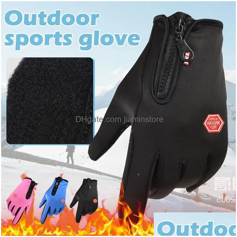 Five Fingers Gloves Five Fingers Gloves Winter For Men Women Warm Tactical Touchsn Waterproof Hiking Skiing Fishing Cycling Snowboard Dheu5