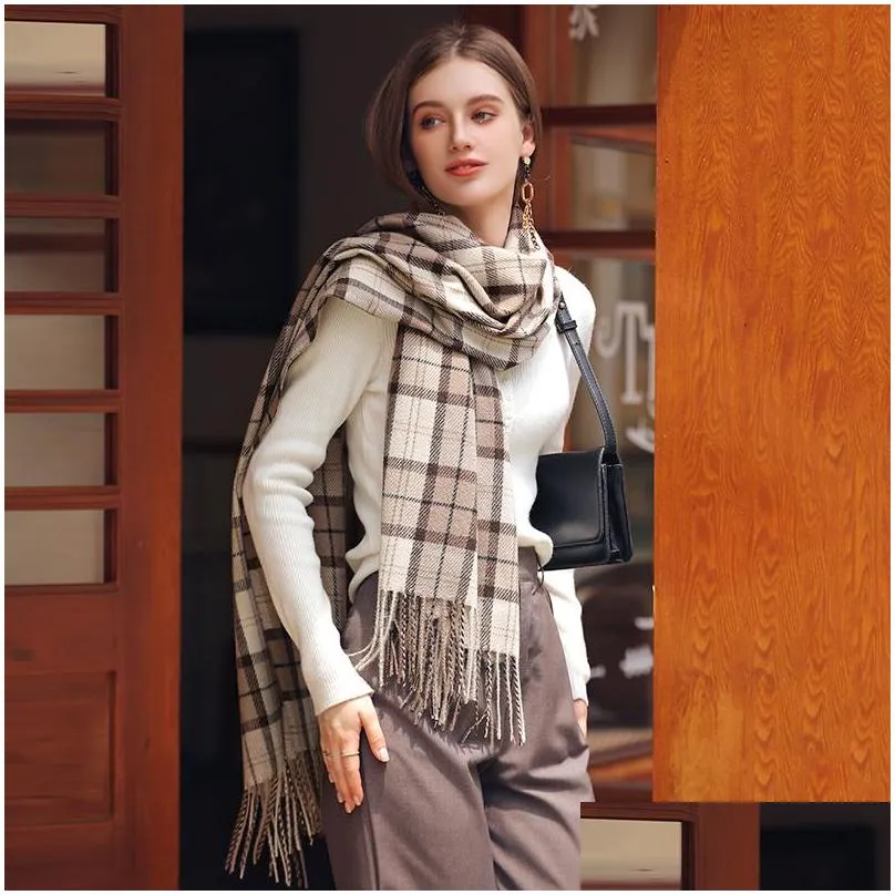 Scarves Fashion Long Shawl Winter/Fall Warm Plaid Scarves Large Blanket Wrap Drop Delivery Fashion Accessories Hats, Scarves Gloves Sc Dhbla