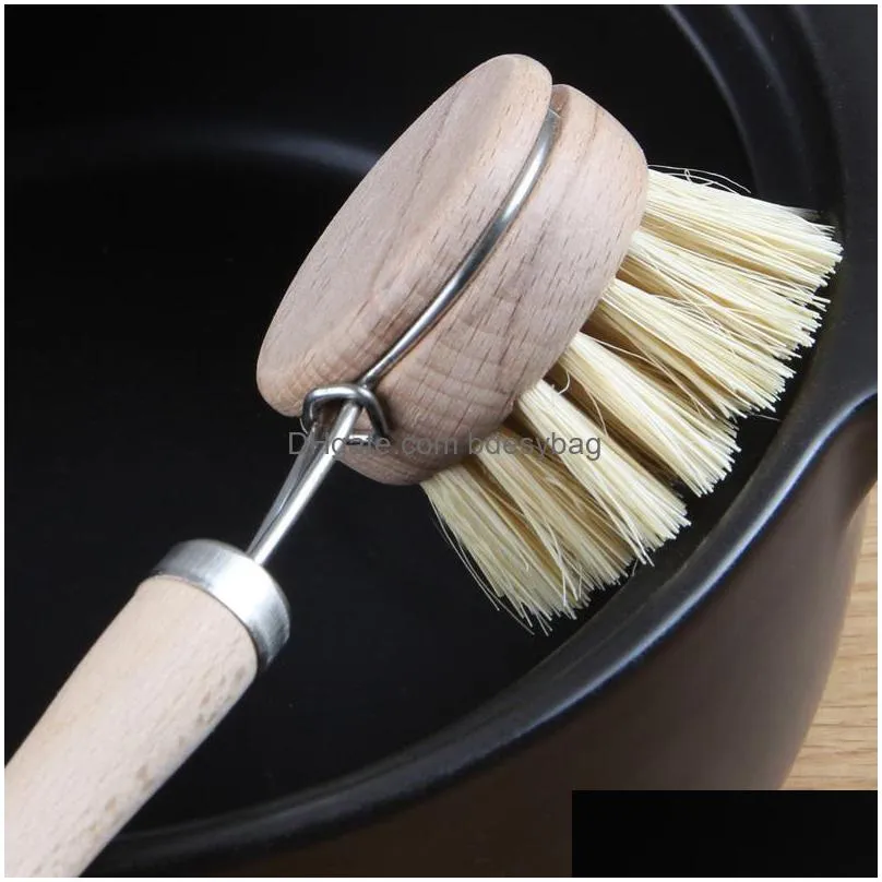 natural beech cleaning brush wooden long handle washing brushes multifunctional kitchen cleaning tool for dish bottle pot lx2712