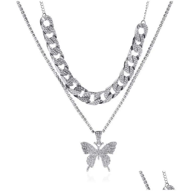 Chokers Crystal Butterfly Choker Necklace Rhinestone Sparkly Pendant Necklaces For Women And Girls Chokers Jewerly Drop Delivery Jewel Dhz2H