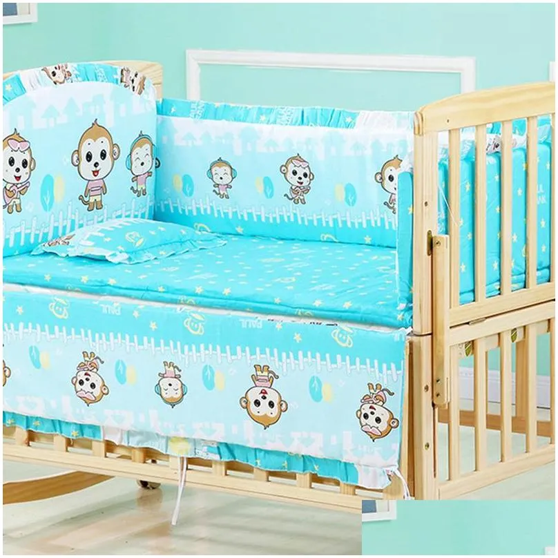 6pcsset baby crib bumpers child bedding set cartoon cotton baby bed linens include baby cot bumpers bed sheet pillow zt57 220531