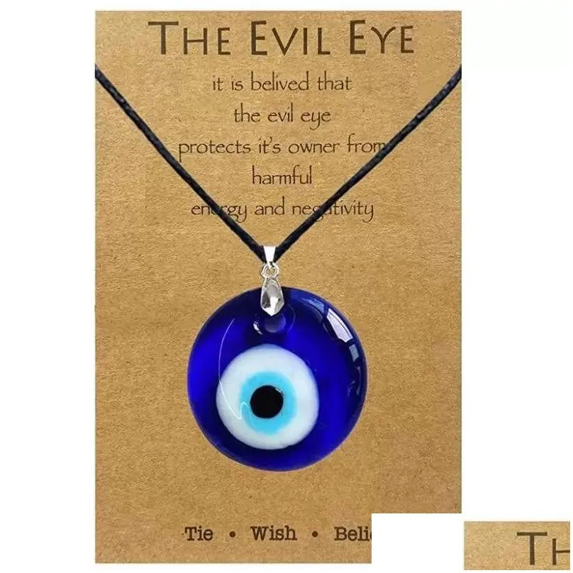 Pendant Necklaces Evil Eye Necklace Blue Turkish Glass Leather Rope Necklaces For Women Men Lucky Protection Jewelry Drop Delivery Jew Dhibu