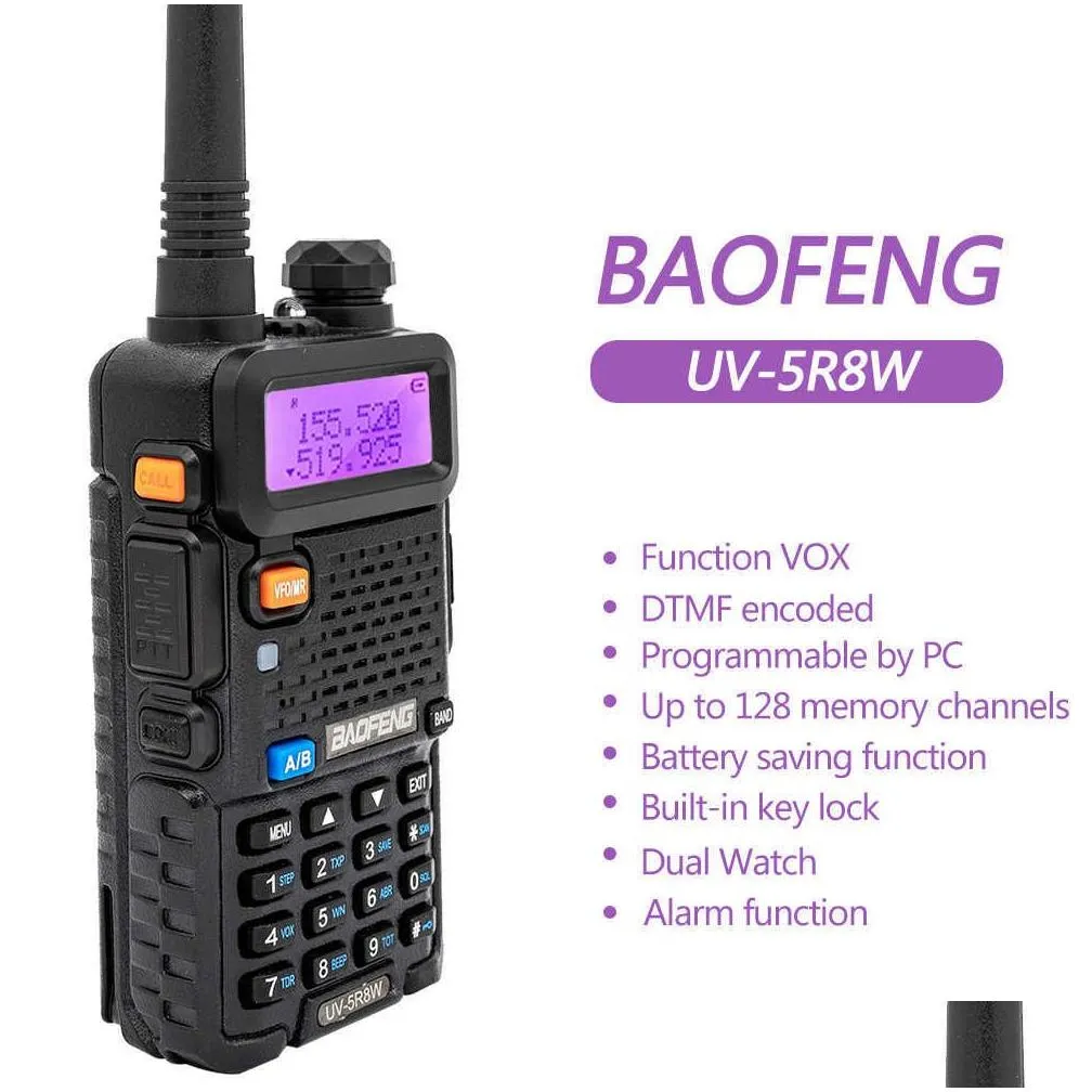 Baofeng UV-5R 8W High Powerful 10km VHF/UHF Long Range Two Way Radio Walkie Talkie CB Ham Portable Pofung UV5R for Hunting 210817