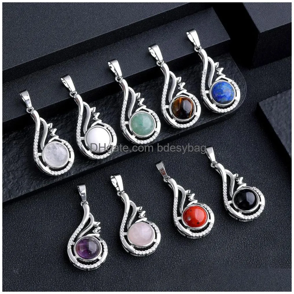 Charms Water Drop Charms Stone Healing Crystal Simple Fashion Rose Quartz Pendant Pendo For Women Girl Party Wedding Drop Delivery Jew Dhxby