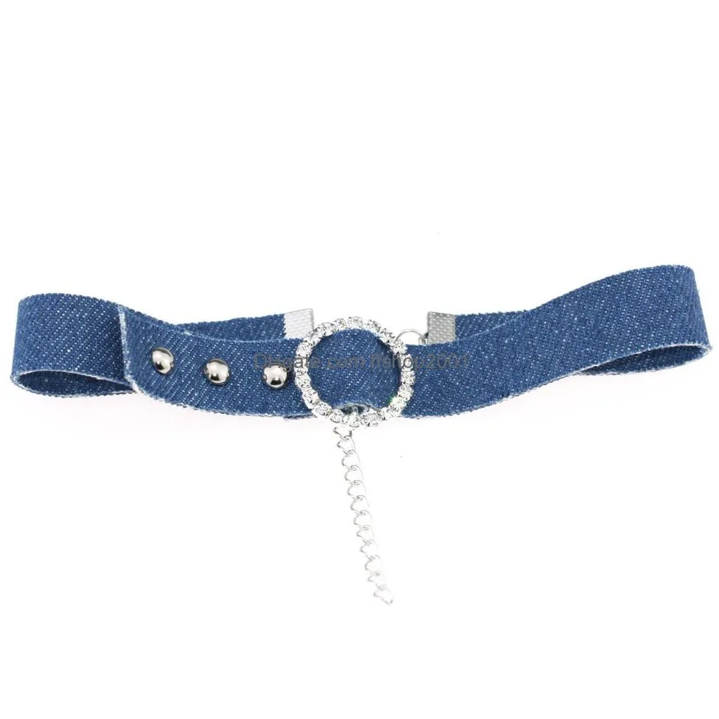 Chokers Crystal Belt Type Denim Chokders Necklace Women Necklet Necklaces Fashion Jewelry Will And Drop Delivery Jewelry Necklaces Pen Dhc6P