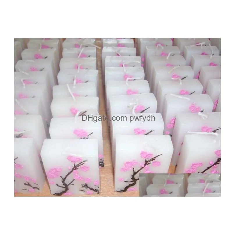 100pcs wedding candles smoke- scented wax cherry blossoms candle wedding present gifts favors party decoration sn409