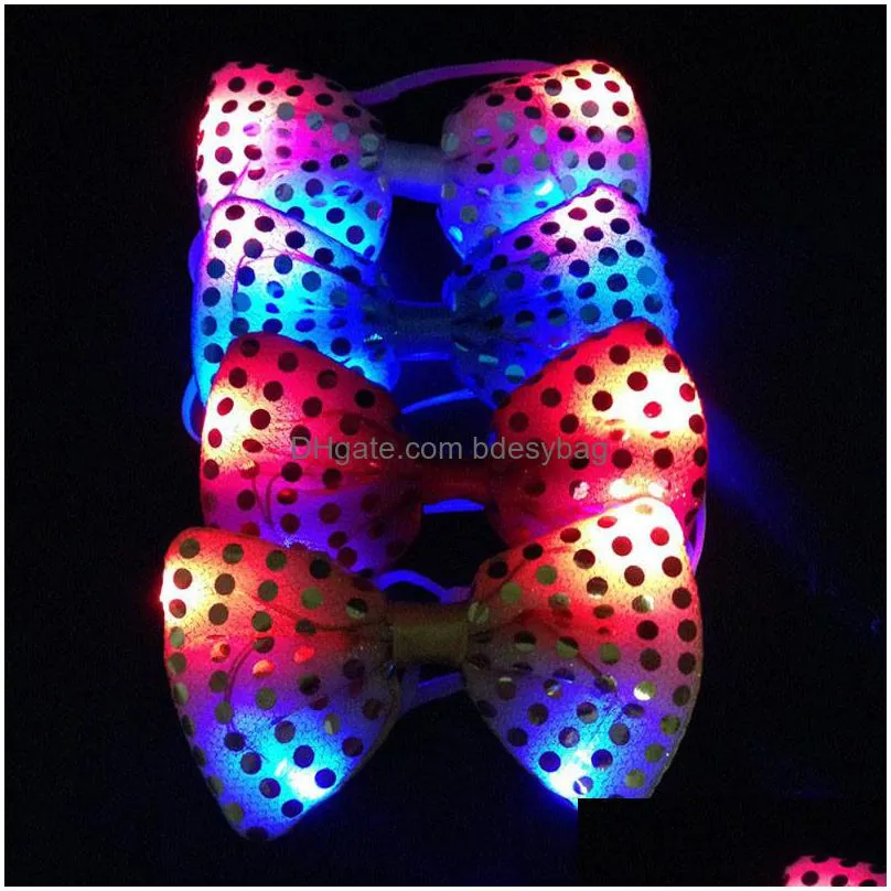 adults child sequins led necktie light up neck tie luminous bowtie flashing party favor christmas halloween club bar stage props