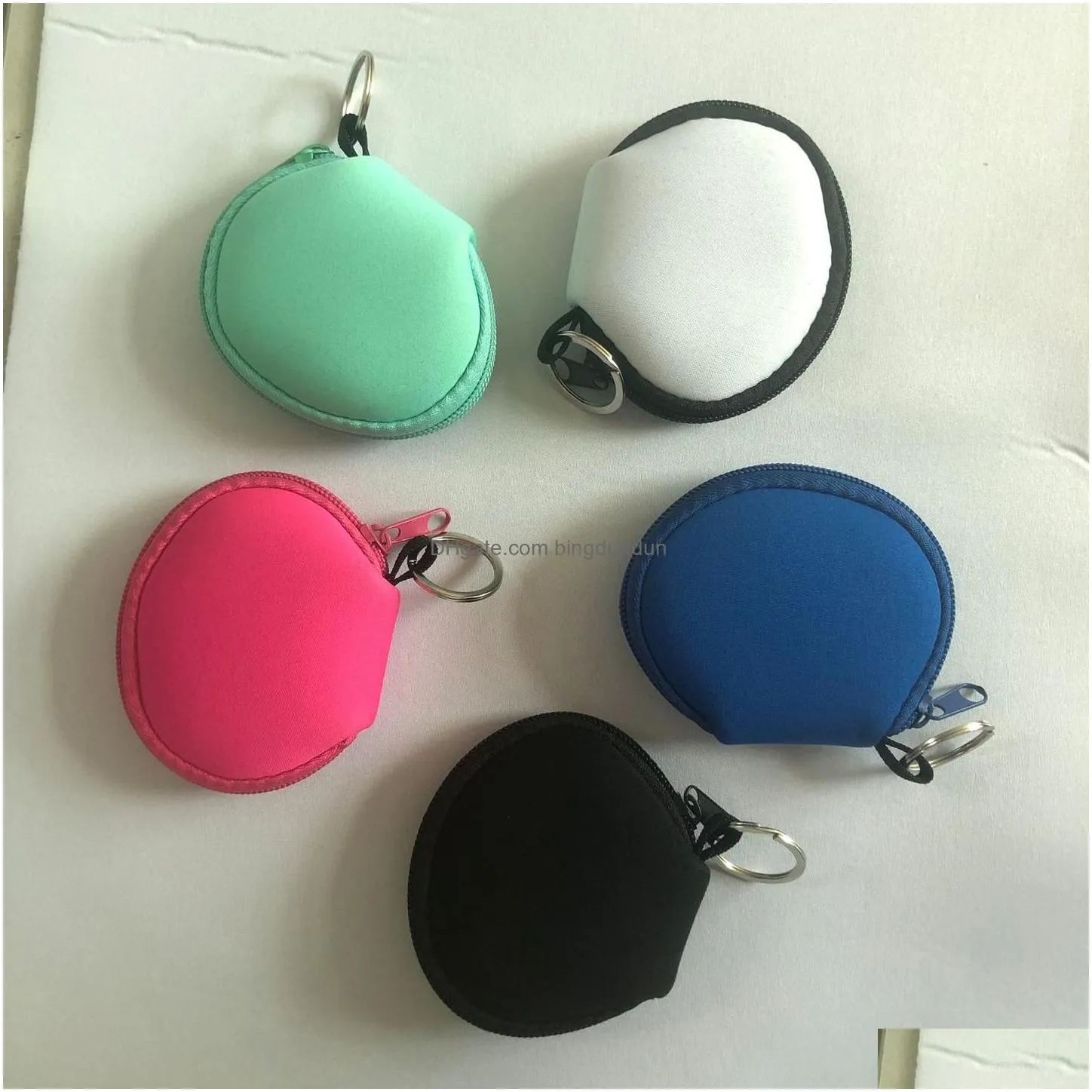 Storage Bags Rts Mask Holder Storage Box Plain Color For Sublimation Waterproof Earbud Case Bag Neoprene Zipped Coin Purse Face Er Wit Dh4A3