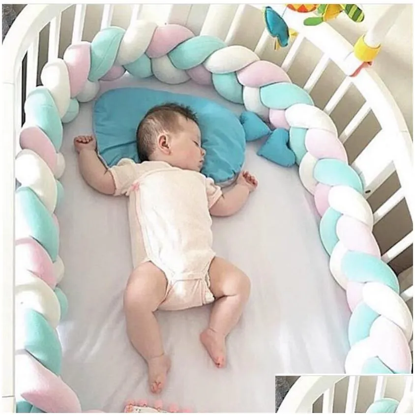 1m Baby Knot Bed Bumper Weaving Plush Crib Cradle Protector Guard Toddler Pillow Cushion Po Props Bed Sleep Bumper335Q