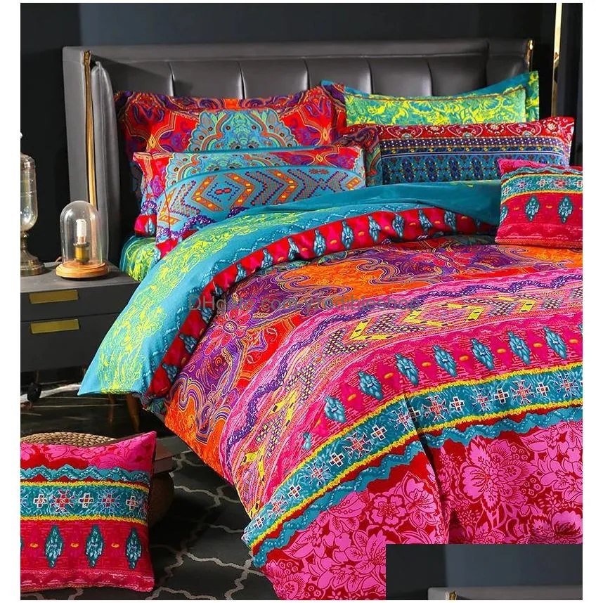 bedding sets boho plain print quilt cover pillowcase 3pc set king size european style duvet 231121