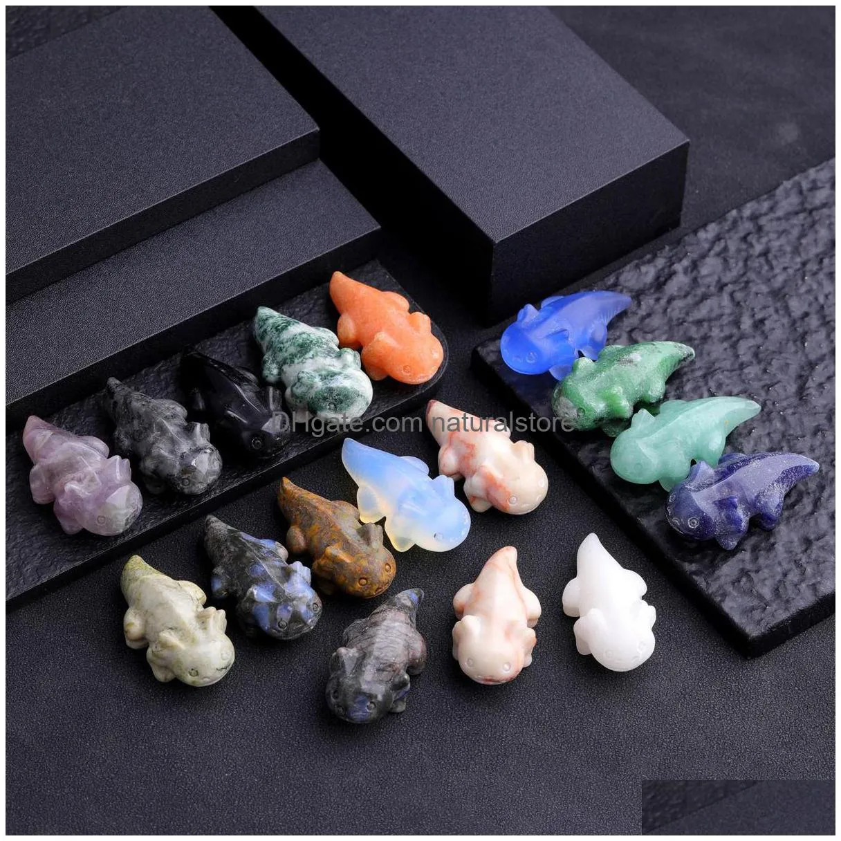 Stone Nt Salamander Fish Statue Natural Stone Quartz Crystal Healing Carved Stereoscopic Crafts Office Home Desktop Drop Delivery Jewe Dhhnm