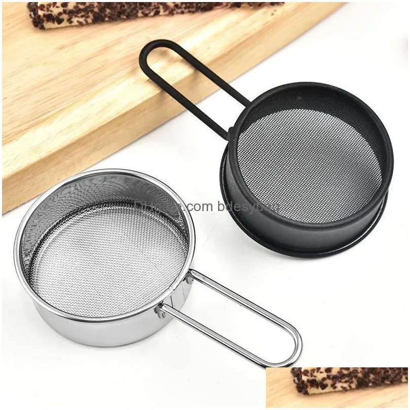 stainless steel flour sieve handheld mesh screen filter various uses baking sifter with handle flour strainer lx5280