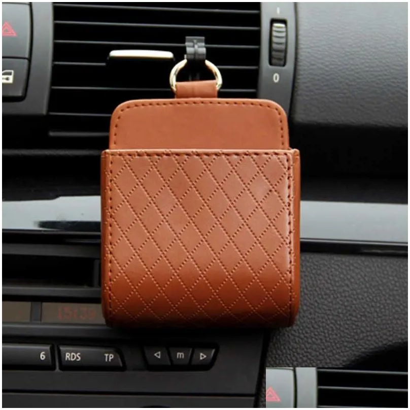 New Car Air Outlet Storage Bag Portable Hanging Car Storage Box Leather Multi-function Packing Box Convenient Practical for Any Car