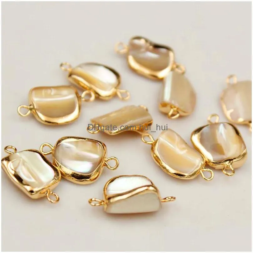 natural shell loose beads gold bound connector accessories baroque shaped pearl earrings bracelets jewelry