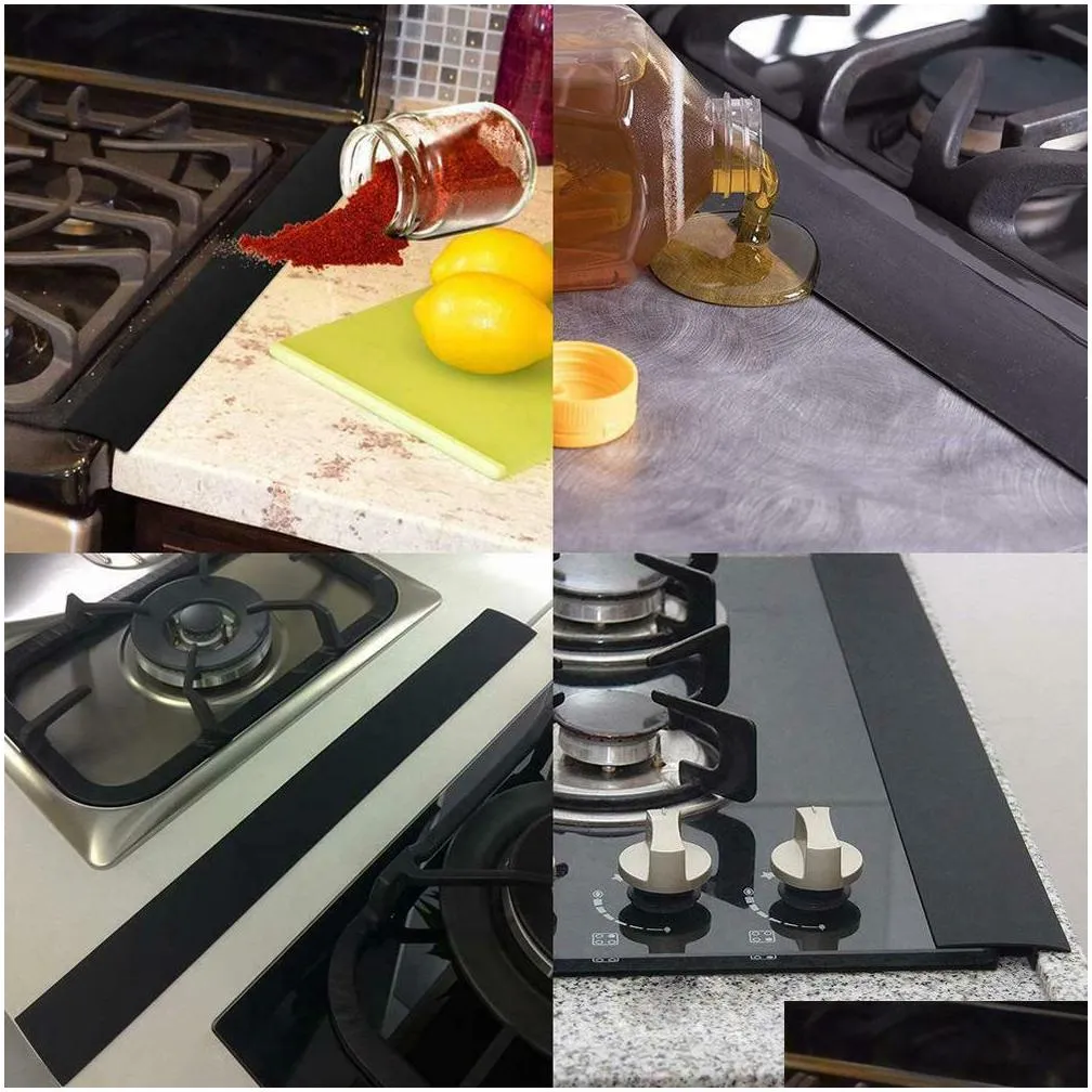 Mats & Pads 21 Inches Flexible Stove Counter Gap Er Sile Rubber Kitchen Oil-Gas Slit Filler Heat Resistant Mat Oil Dust Drop Delivery Dhlql