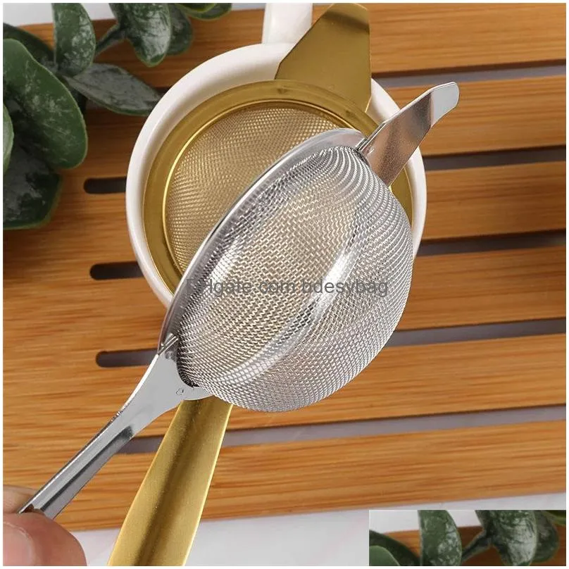 reusable fine tea strainer filters kongfu stainless steel mesh colander reusable teapot infuser with handle lx5191