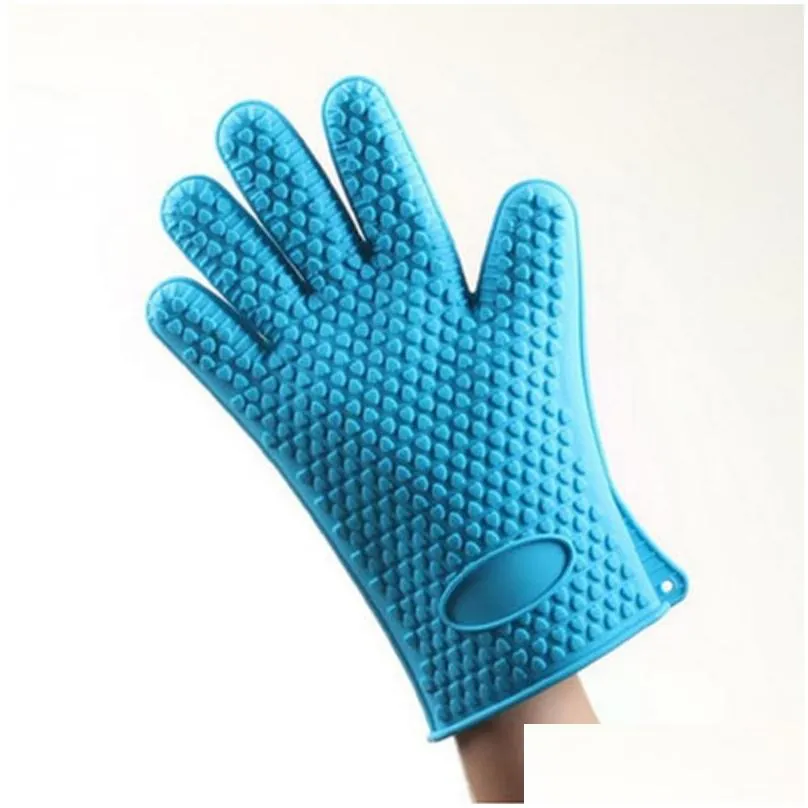 2021 New Silicone Oven gloves Heat Resistant Thick Cooking BBQ Grill Glove Mitts Kitchen Gadgets Kitche n Accessories with fast