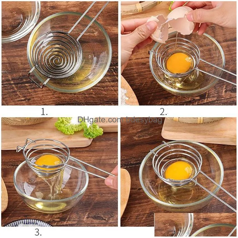 egg yolk divider cooking tool egg white separator stainless steel kitchen gadgets funnel cake tools long handle making lx5474