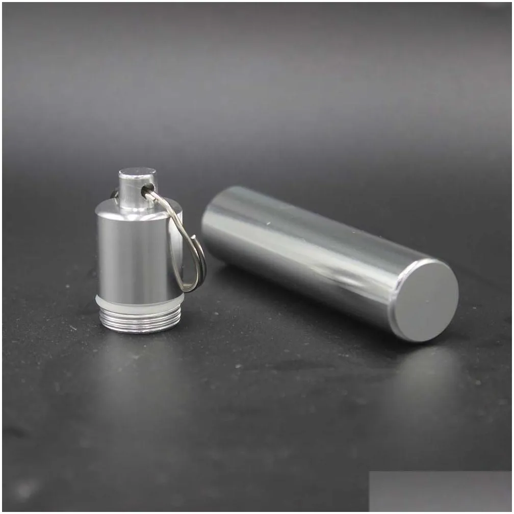 glass taster one hitter pipe with keychain metal bottle aluminum waterproof pill holder portable keychain pill box case