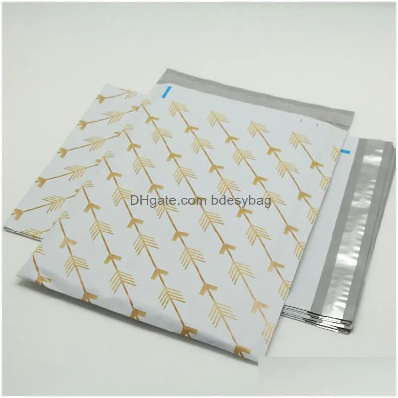 golden arrow pattern plastic post mail bags poly mailer self sealing mailer packaging envelope courier express bag wholesale lx1312