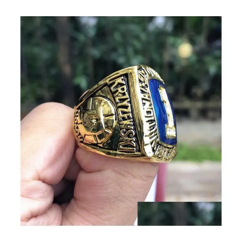 With Side Stones  Blue 1992 Devils National Championship Ring Men Fan Souvenir Gift Wholesale Drop Drop Delivery Jewelry Ring Dhn6T