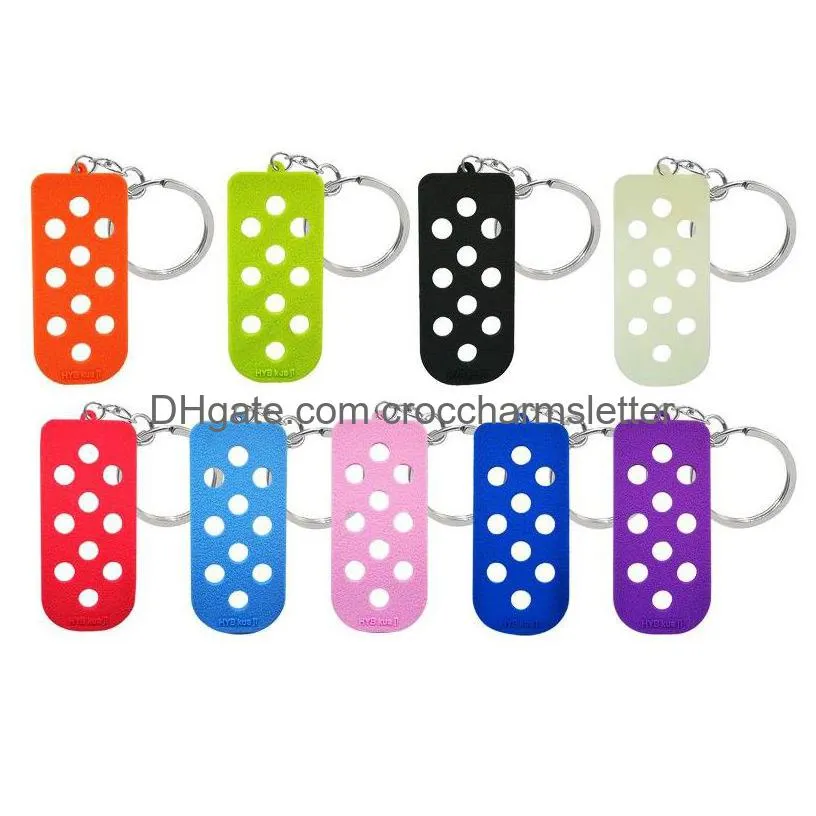 shoe parts accessories shoes charms keychain soft eva with holes fit clog charm storage key board pink rainbow blue purple ring orna