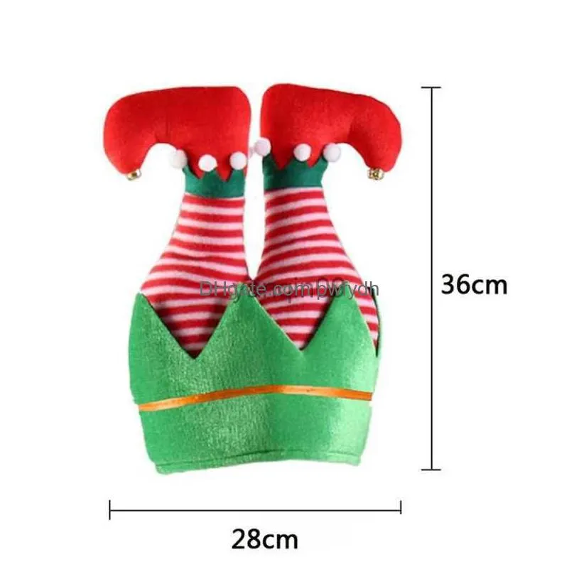 christmas decorations christmas hat funny red green striped santas cap festival decor elf clown xmas soft children adult party activities decorations