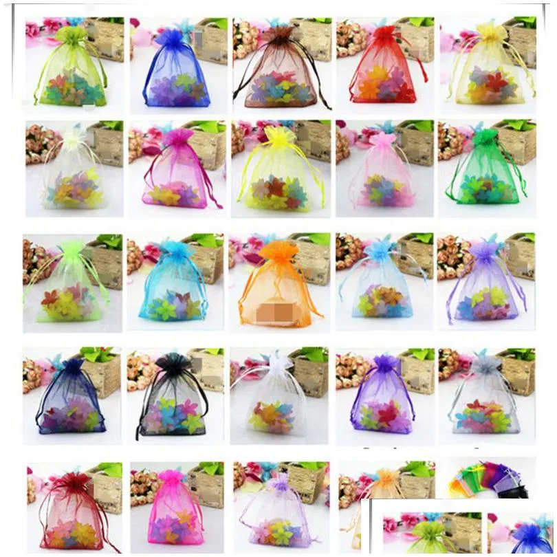 Gift Wrap 10Pcs 15X20 17X23 20X30 Organza Bag Pink Blue Wedding Pouches Gift Jewelry Packaging Birthday Party Supplies1 Drop Delivery Dhgda