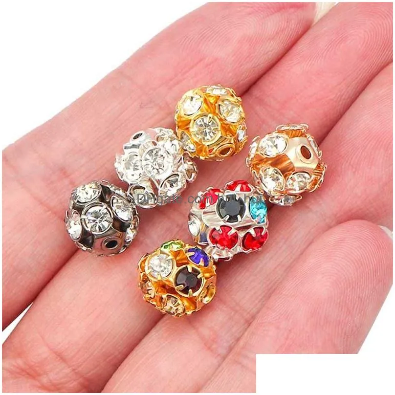 other 30pcs/lot copper plated glass rhinestone ball bead imitate crystal spacer loose beads for jewelry making supplies diy