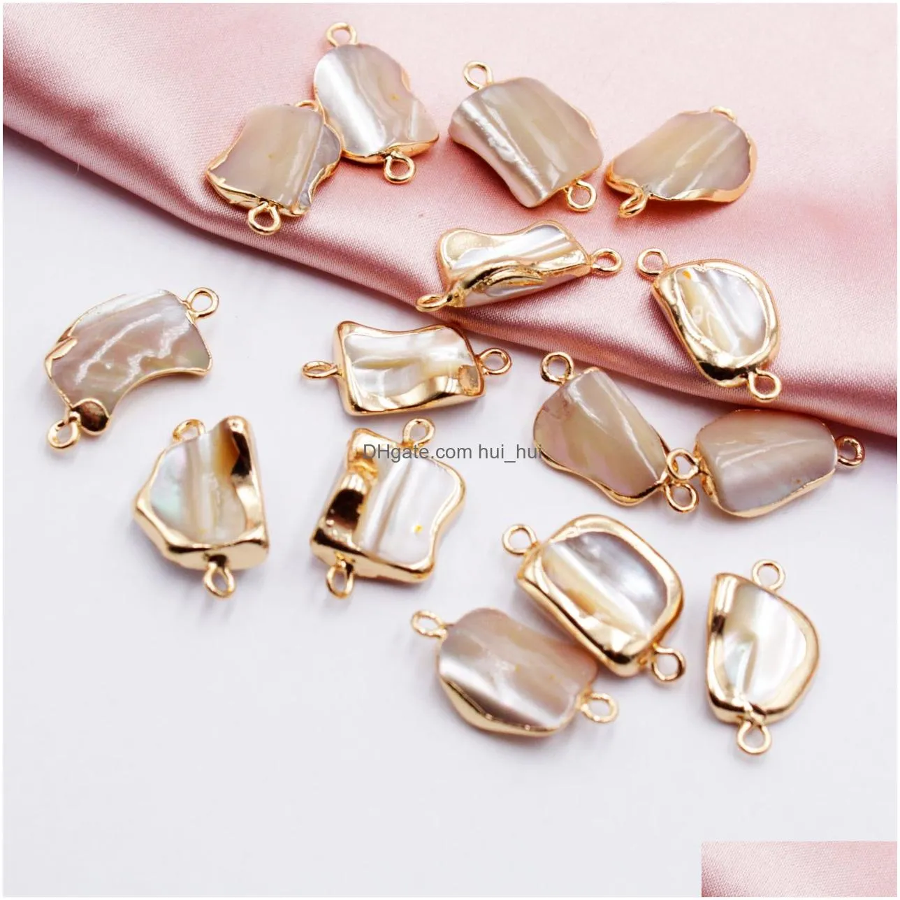 natural shell loose beads gold bound connector accessories baroque shaped pearl earrings bracelets jewelry