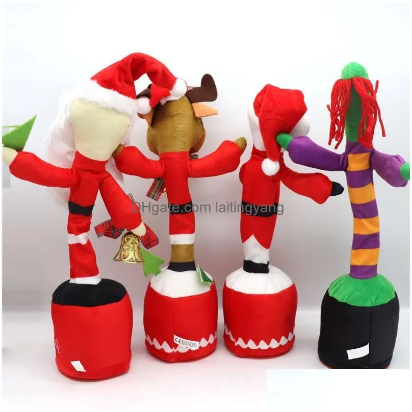  electric toy santa snowman dancing cactus sand sculpture twisting electric plush toys learning to talk and sing doll 1028