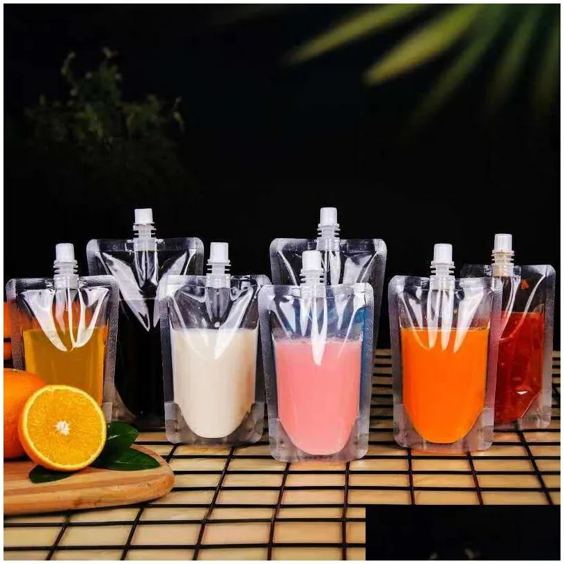 Gift Wrap 100Pcs 100Ml-500Ml Stand Up Packaging Bags Drink Spout Storage Pouch For Beverage Drinks Liquid Juice Milk Coffee11 Drop Del Dhmhd